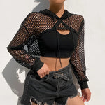 Fishnet Crop Hoodie