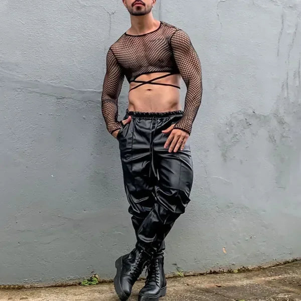 Fishnet Strap Crop Top