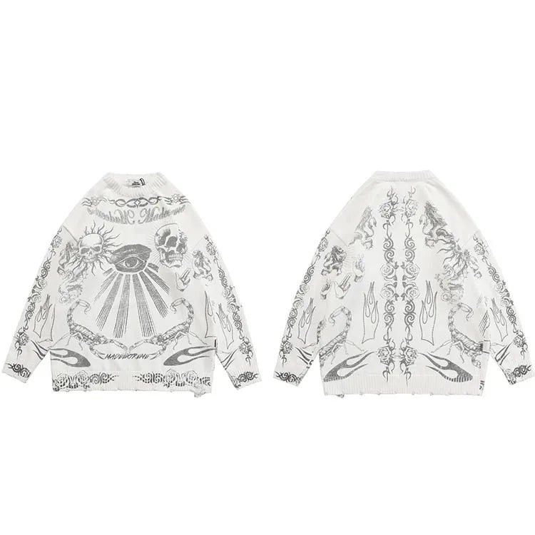 Mystic Vision Skull Knit Streetwear Sweater