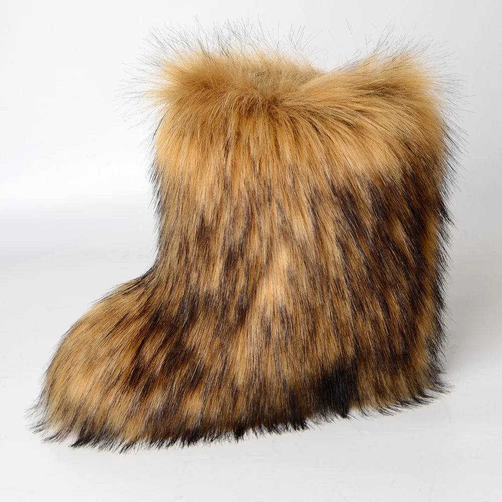 Plush Faux-Fur Statement Winter Boots
