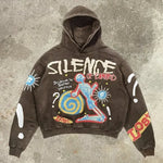 Silence Skeleton Graffiti Oversized Streetwear Hoodie