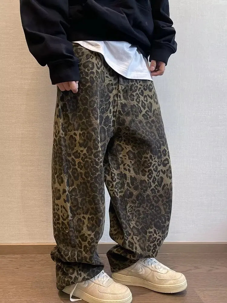 Leopard Print Denim Jeans
