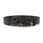 Retro DVD Logo Buckle PU Leather Belt