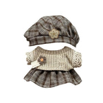 Cozy Plaid Beret Doll Outfit Set