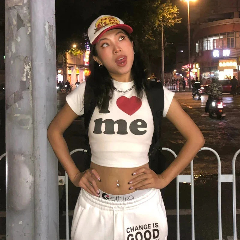 I Love Me Graphic Crop Top