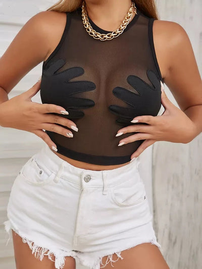 Hands Up Mesh Crop Top