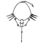 Gothic Fang & Skull Chain Statement Necklace