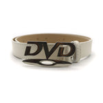 Retro DVD Logo Buckle PU Leather Belt
