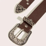 Western Star Studded Vintage Engraved Buckle Belt