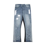 Distressed Paint Splatter Flared Jeans