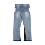 Distressed Paint Splatter Flared Jeans