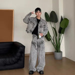 Acid-Wash Denim Two-Piece Set