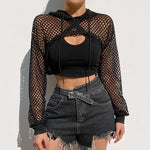 Fishnet Crop Hoodie