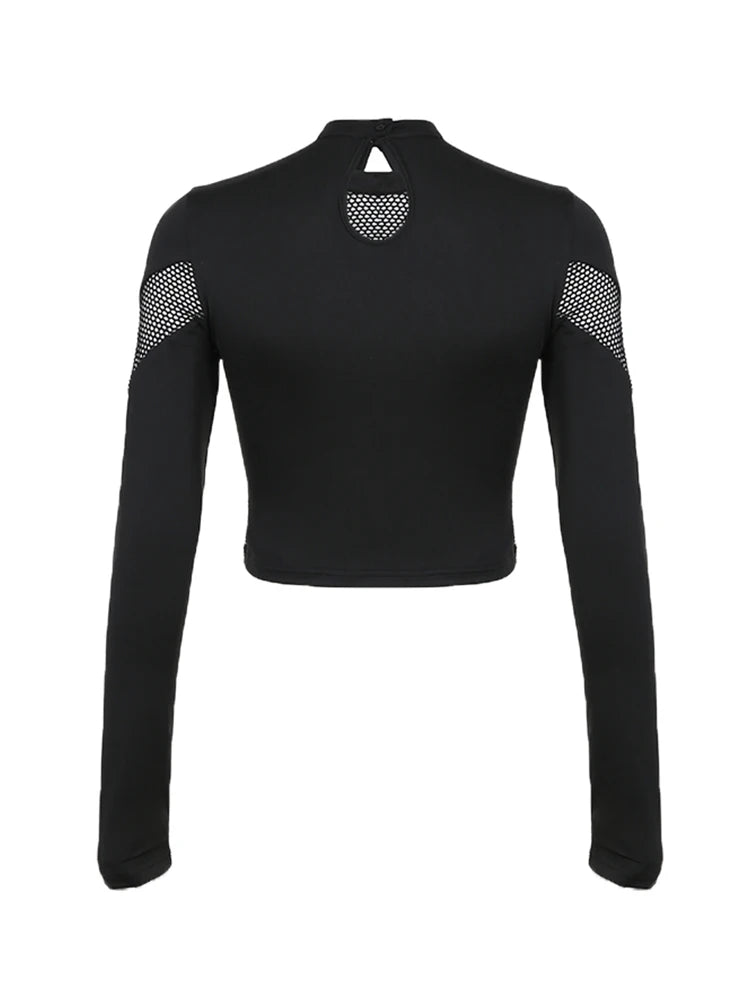 Gothic Mesh Long Sleeve Crop Top