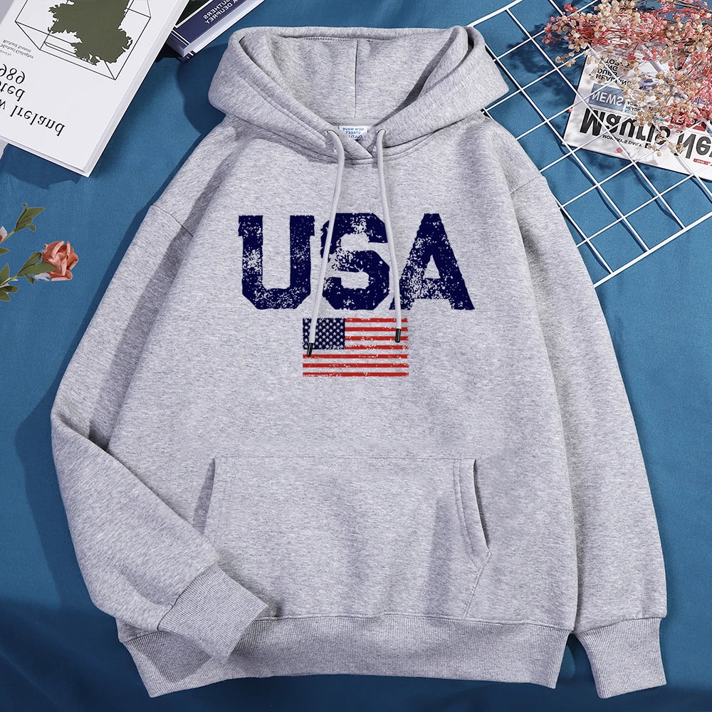 USA Flag Pullover Hoodie