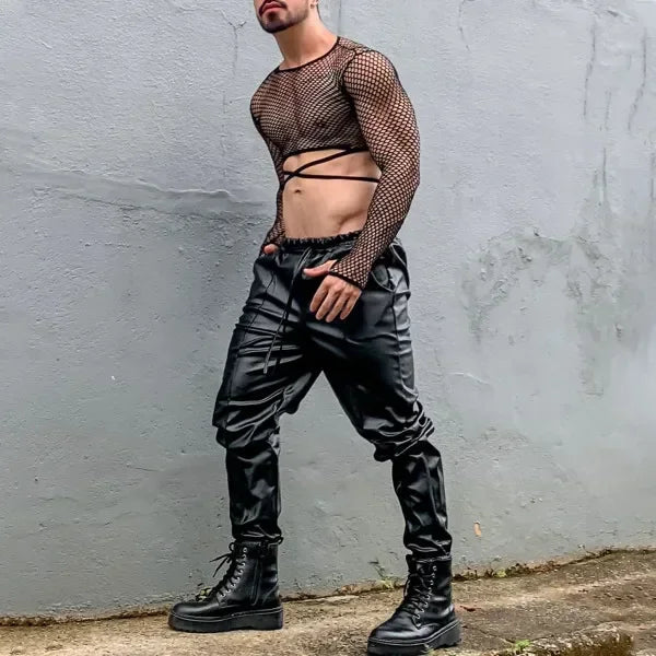 Fishnet Strap Crop Top