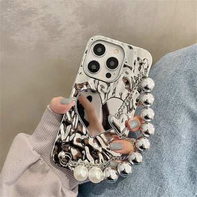 Love Mirror Wrist Chain iPhone Case