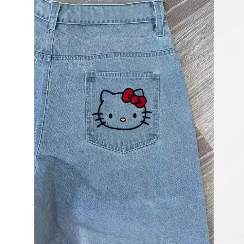 Hello Kitty Embroidered Denim Shorts