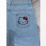 Hello Kitty Embroidered Denim Shorts