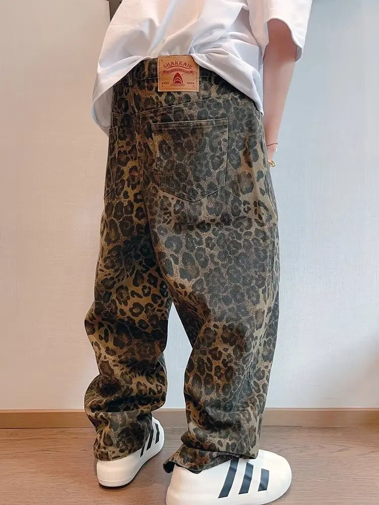 Leopard Print Denim Jeans