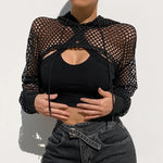 Fishnet Crop Hoodie