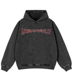 Extreme Gothic Typography Religious Graphic Vintage Washed Hoodie