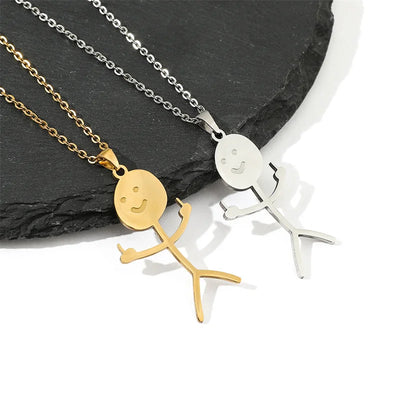 Middle Finger Stickman Pendant Necklace / Earrings