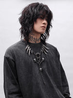 Gothic Fang & Skull Chain Statement Necklace