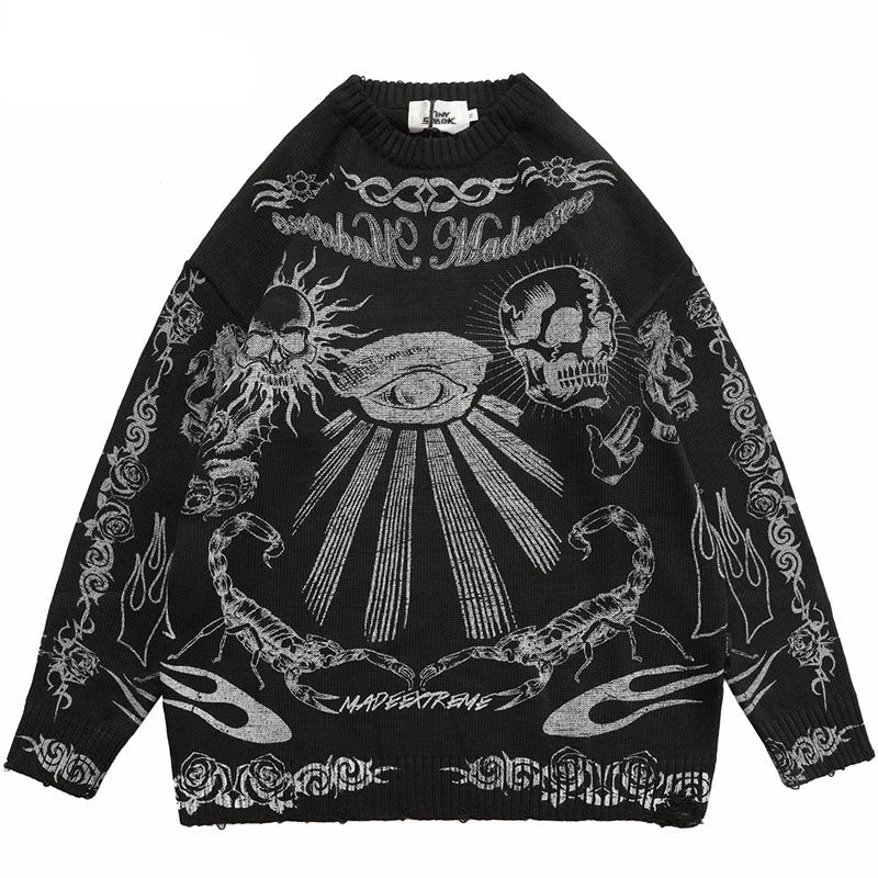 Mystic Vision Skull Knit Streetwear Sweater