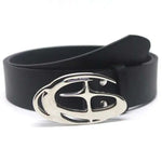 Y2K Oval Logo Buckle Faux Leather Belt