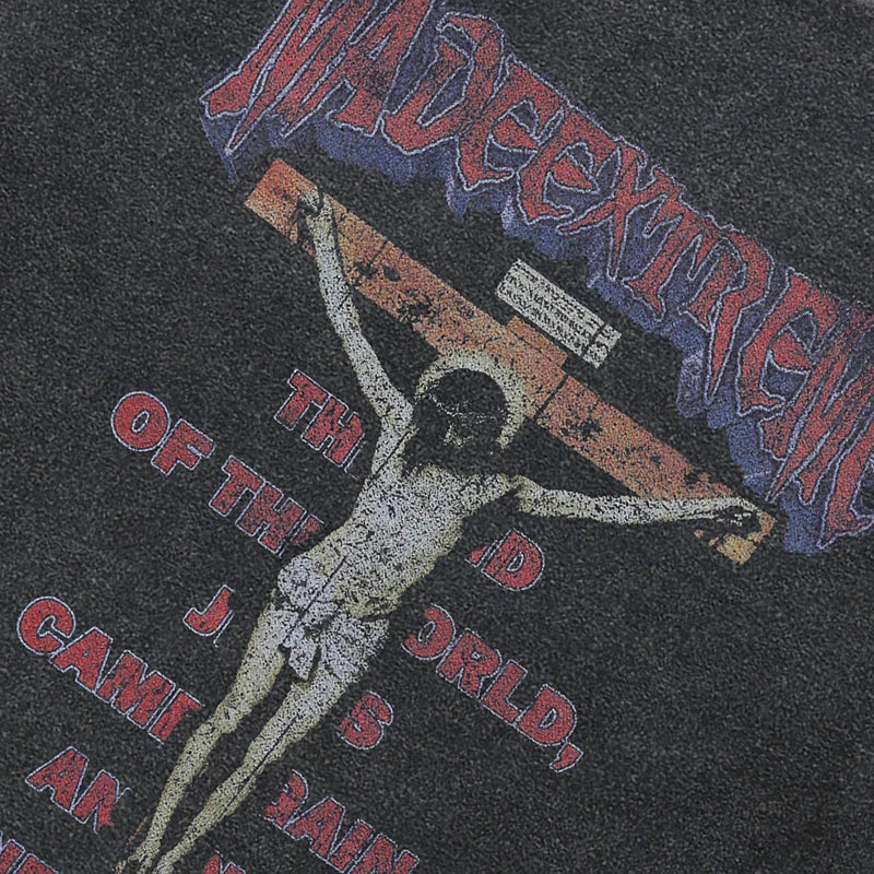Extreme Gothic Typography Religious Graphic Vintage Washed Hoodie