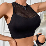 Black Mesh Panel Crop Top