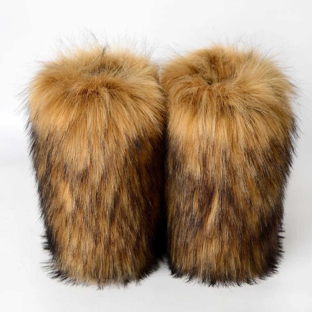 Plush Faux-Fur Statement Winter Boots