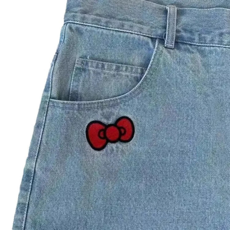 Hello Kitty Embroidered Denim Shorts