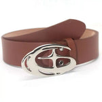Y2K Oval Logo Buckle Faux Leather Belt