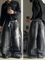 Gothic Skull Graphic Wide-Leg Baggy Streetwear Jeans
