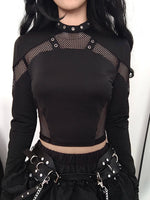 Gothic Mesh Long Sleeve Crop Top