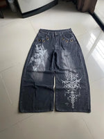 Gothic Skull Graphic Wide-Leg Baggy Streetwear Jeans