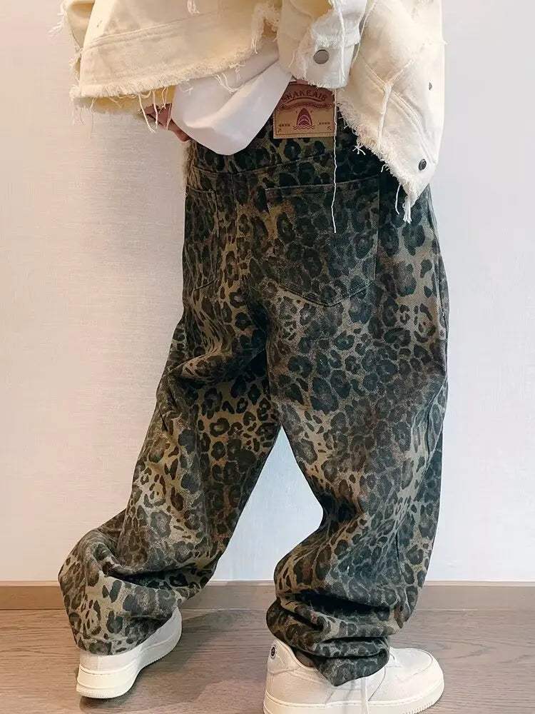 Leopard Print Denim Jeans