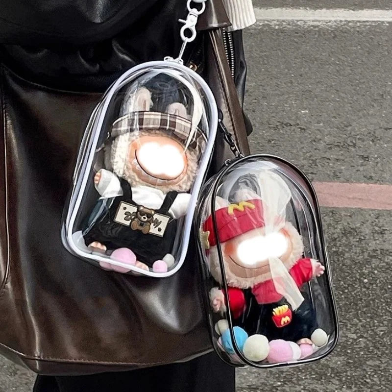 Transparent Labubu Doll Carry Case