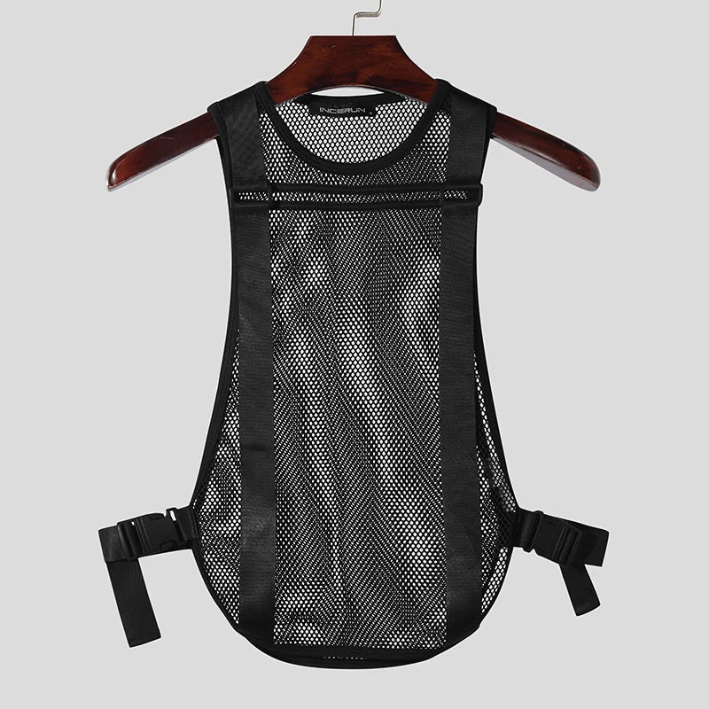 Mesh Tactical Buckle Sleeveless Vest Top