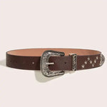 Western Star Studded Vintage Engraved Buckle Belt