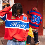 Haiti Heritage Embroidered Long Sleeve Vintage Rugby Polo