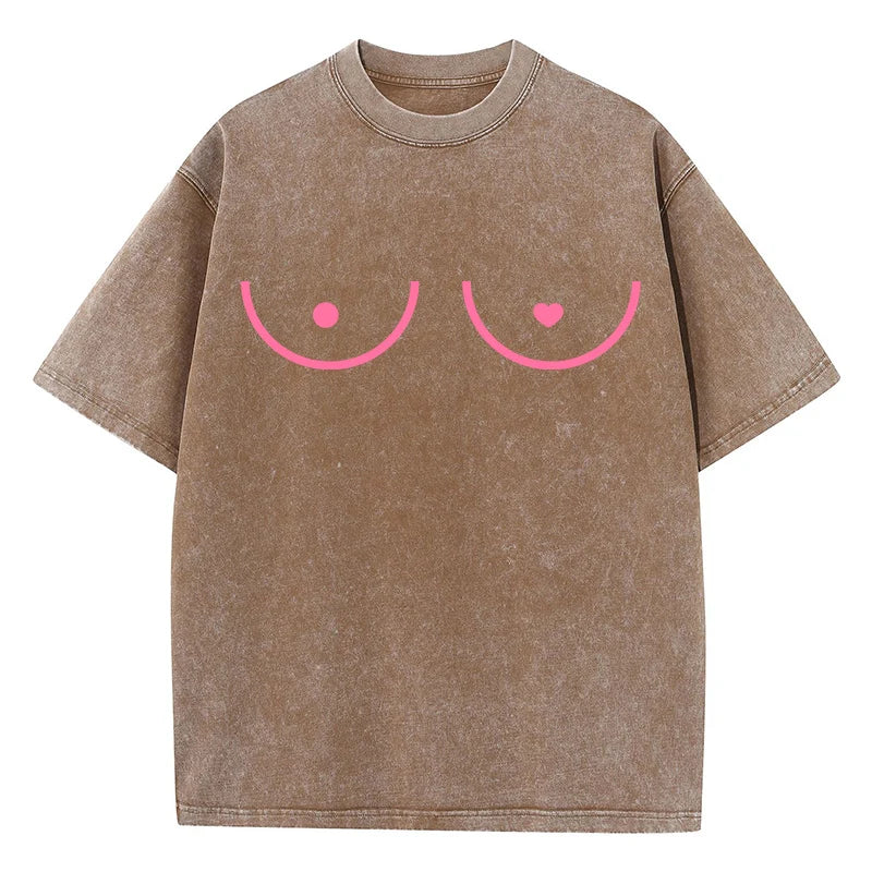 Breast Line-Art Oversized Graphic Tee