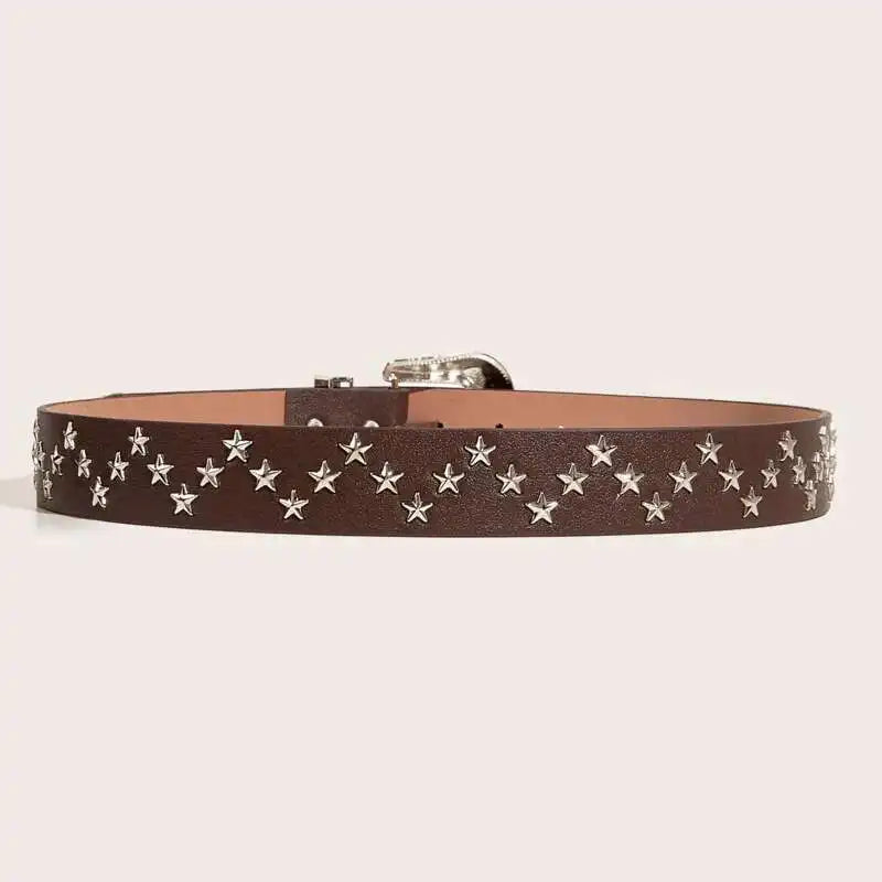 Western Star Studded Vintage Engraved Buckle Belt