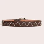 Western Star Studded Vintage Engraved Buckle Belt