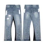 Distressed Paint Splatter Flared Jeans