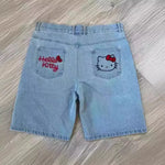 Hello Kitty Embroidered Denim Shorts