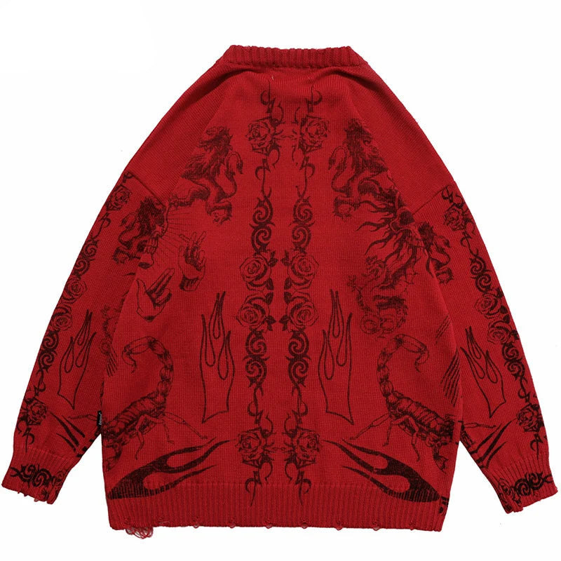 Mystic Vision Skull Knit Streetwear Sweater