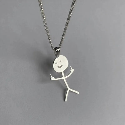 Middle Finger Stickman Pendant Necklace / Earrings